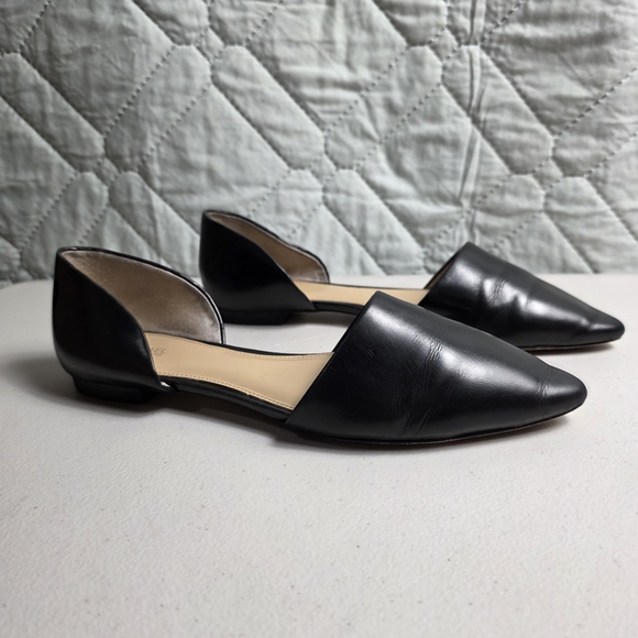 Michael Kors Shoes - Michael Kors Julieta Flat Black leather pointed flats Silver tone  
SIZE 9M
